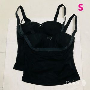 S - New 2 pcs Black Mesh Body Sleeveless Top